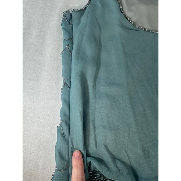 Adriana Papell Women's sz 10 Fishscale Beaded Cocktail NYE Holiday Party Dress - Picture 7 of 12